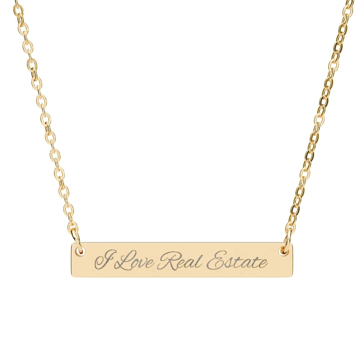 Engravable Horizontal Bar Necklace — Personalized Script Name Plate - Accessories | ShirtyAgents