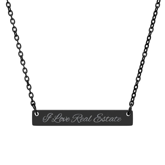 Engravable Horizontal Bar Necklace — Personalized Script Name Plate - Accessories | ShirtyAgents