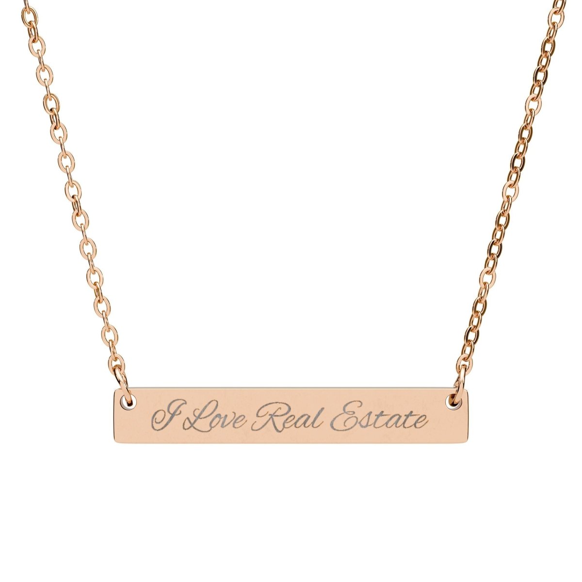Engravable Horizontal Bar Necklace — Personalized Script Name Plate - Accessories | ShirtyAgents