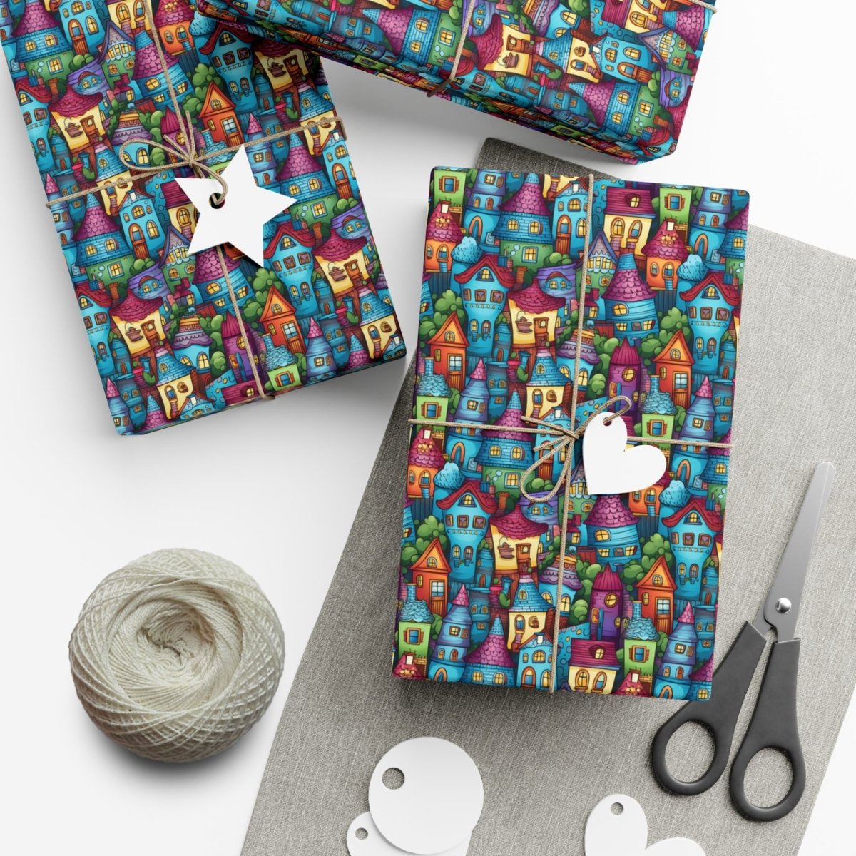 House Cluster Picasso Style Gift Wrap - Home Decor | ShirtyAgents