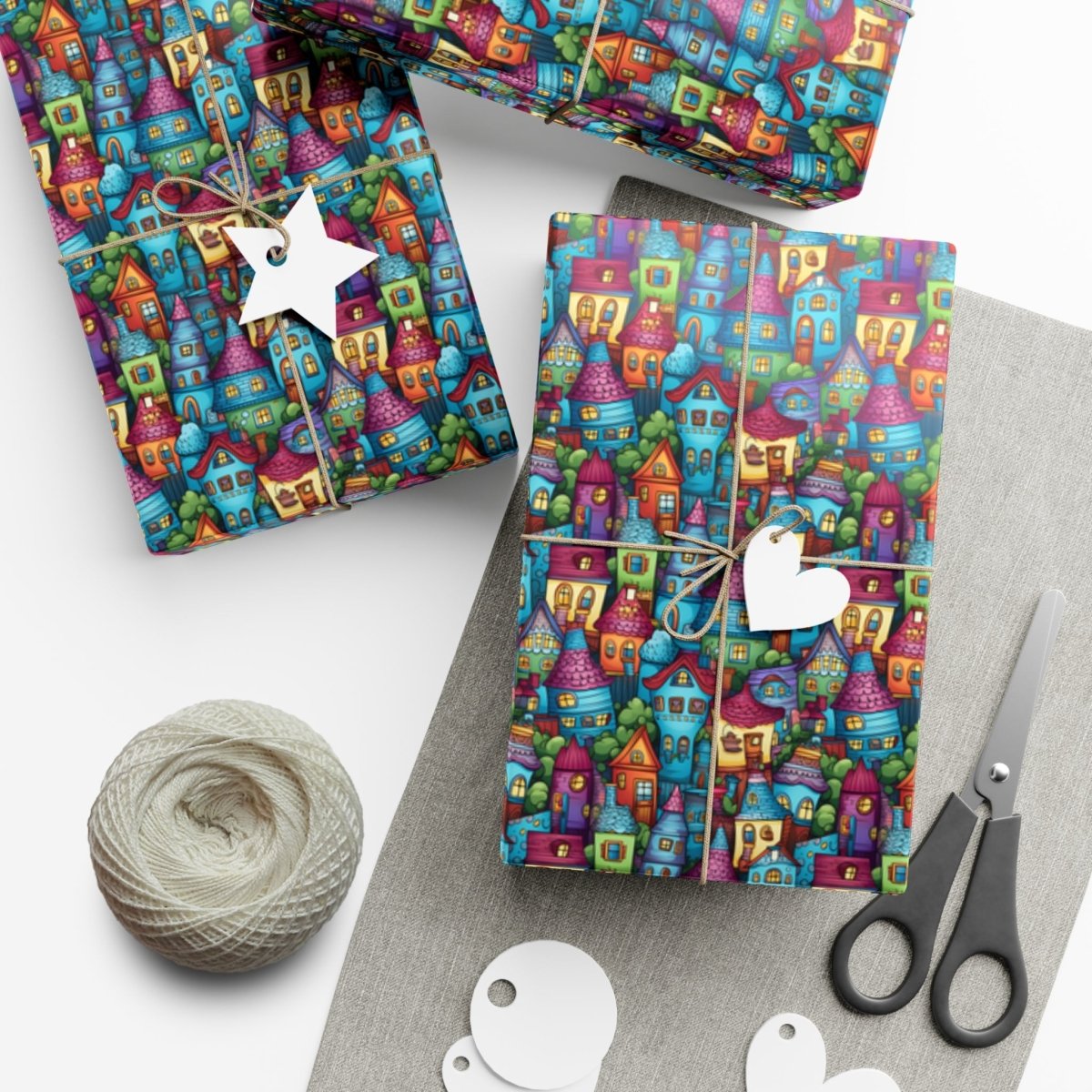 House Cluster Picasso Style Gift Wrap - Home Decor | ShirtyAgents