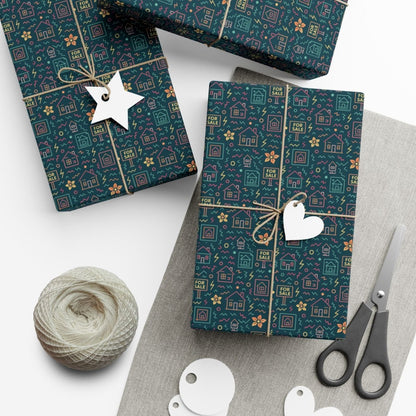 Pastel Open House Retro Pattern Holiday Gift Wrap - Home Decor | ShirtyAgents