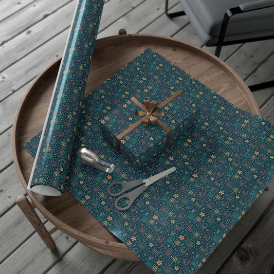 Pastel Open House Retro Pattern Holiday Gift Wrap - Home Decor | ShirtyAgents