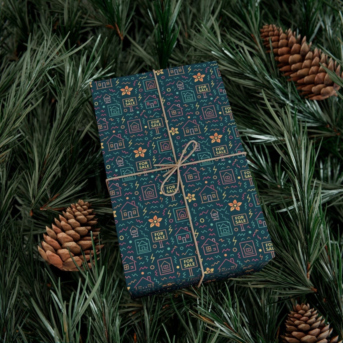 Pastel Open House Retro Pattern Holiday Gift Wrap - Home Decor | ShirtyAgents