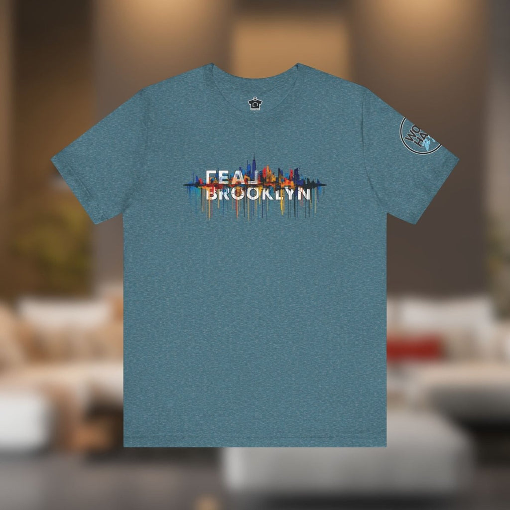 REAL Brooklyn Skyline Vector Drip Tee - T-Shirt | ShirtyAgents