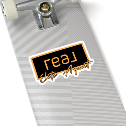 REAL Elite Agent Modern Logo Sticker (Saffron) - Paper products | ShirtyAgents