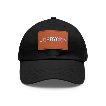REAL LobbyCon Pink Logo Hat with Leather Patch - Hats | ShirtyAgents
