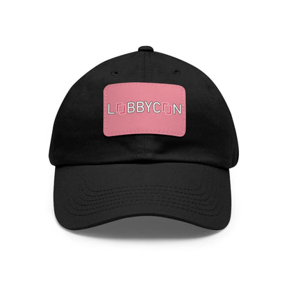 REAL LobbyCon Pink Logo Hat with Leather Patch - Hats | ShirtyAgents