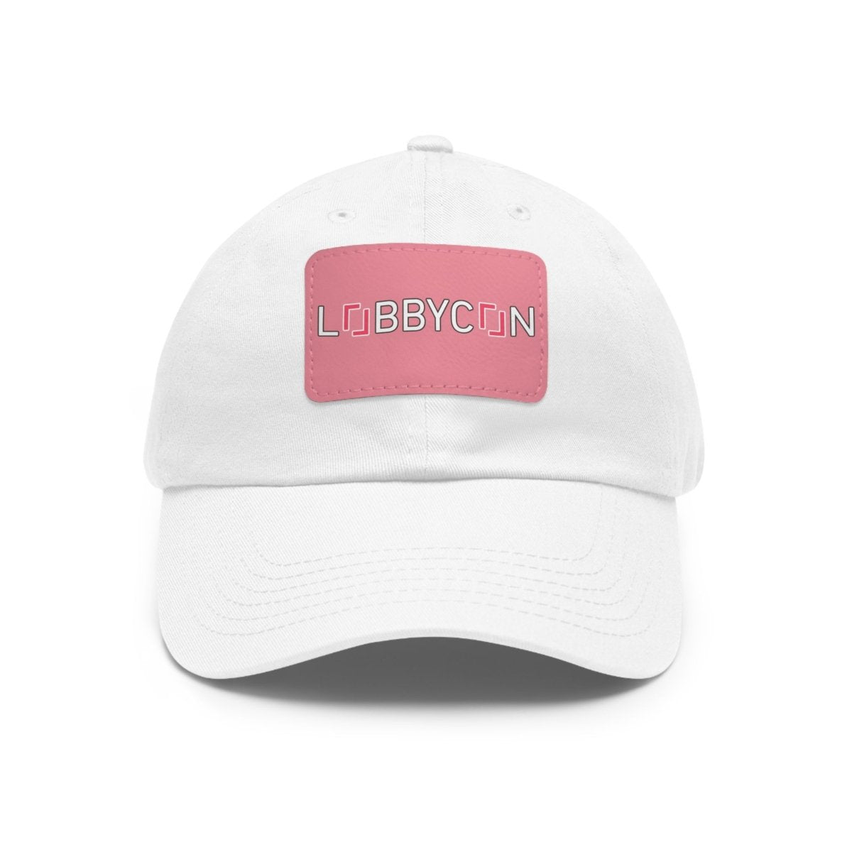 REAL LobbyCon Pink Logo Hat with Leather Patch - Hats | ShirtyAgents