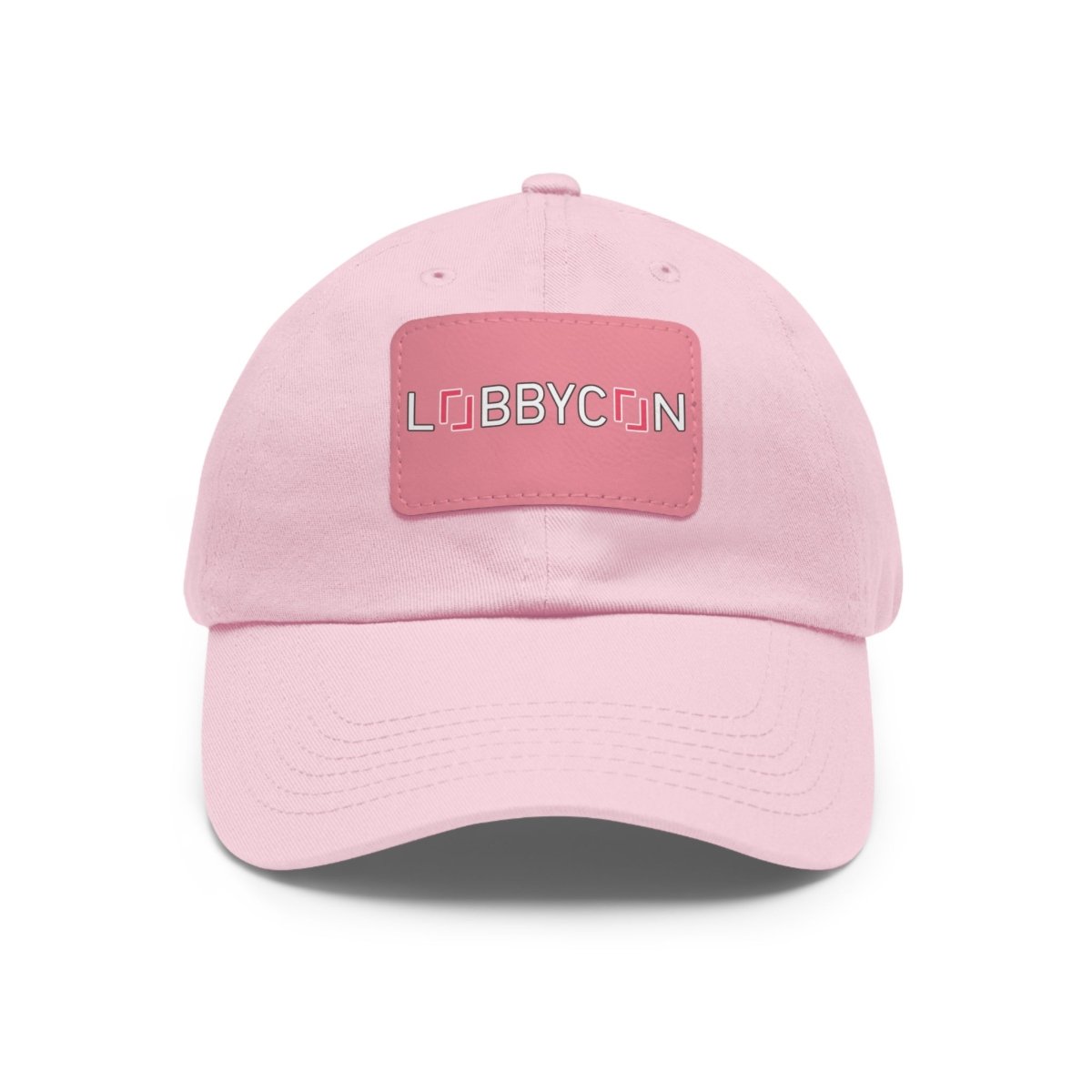 REAL LobbyCon Pink Logo Hat with Leather Patch - Hats | ShirtyAgents