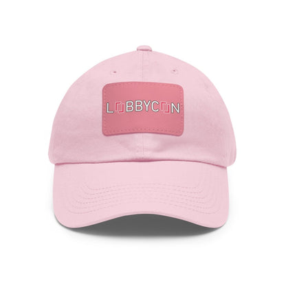 REAL LobbyCon Pink Logo Hat with Leather Patch - Hats | ShirtyAgents