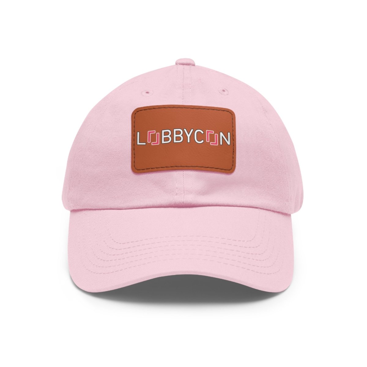 REAL LobbyCon Pink Logo Hat with Leather Patch - Hats | ShirtyAgents