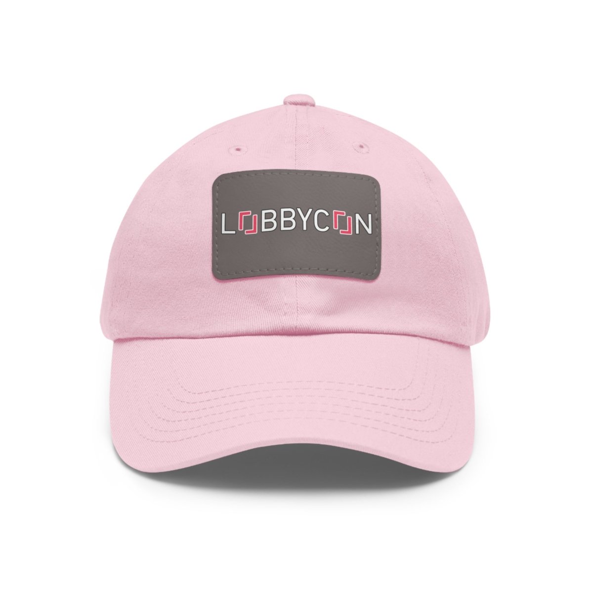 REAL LobbyCon Pink Logo Hat with Leather Patch - Hats | ShirtyAgents