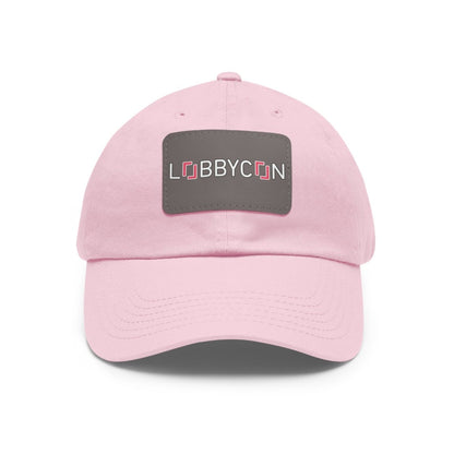 REAL LobbyCon Pink Logo Hat with Leather Patch - Hats | ShirtyAgents
