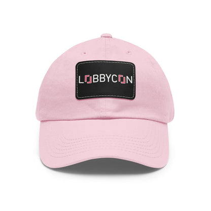 REAL LobbyCon Pink Logo Hat with Leather Patch - Hats | ShirtyAgents