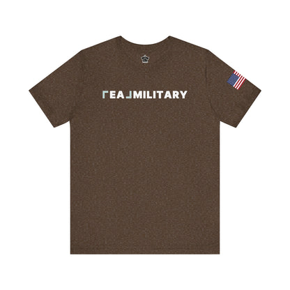 REAL Military Contrast Logo Text & Flag - T-Shirt | ShirtyAgents