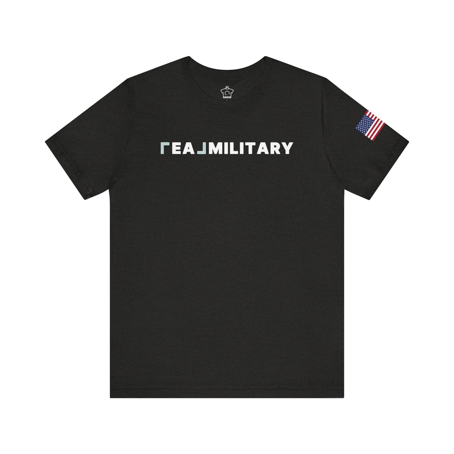 REAL Military Contrast Logo Text & Flag - T-Shirt | ShirtyAgents