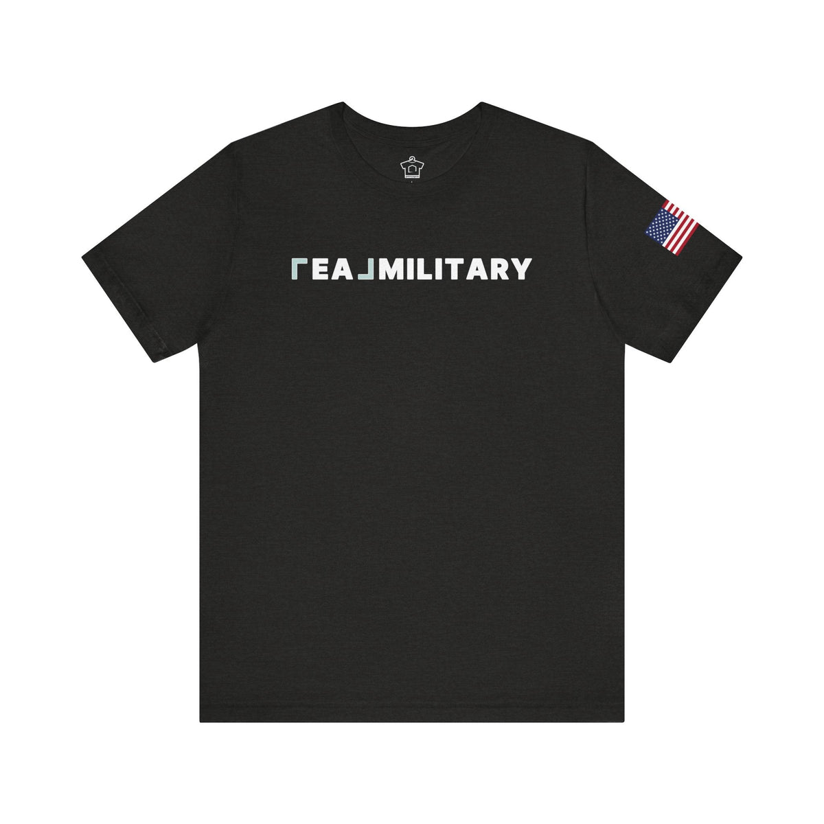 REAL Military Contrast Logo Text & Flag - T-Shirt | ShirtyAgents