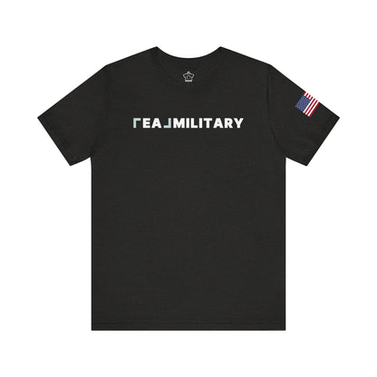 REAL Military Contrast Logo Text & Flag - T-Shirt | ShirtyAgents
