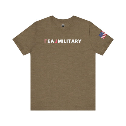 REAL Military Contrast Logo Text & Flag - T-Shirt | ShirtyAgents