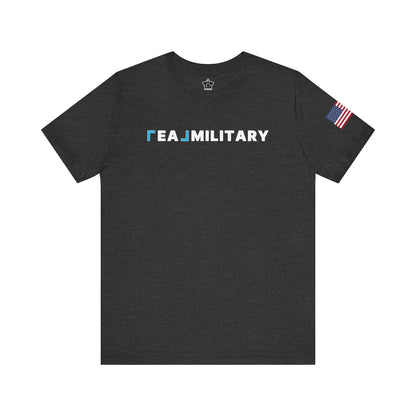 REAL Military Contrast Logo Text & Flag - T-Shirt | ShirtyAgents