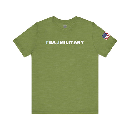 REAL Military Contrast Logo Text & Flag - T-Shirt | ShirtyAgents