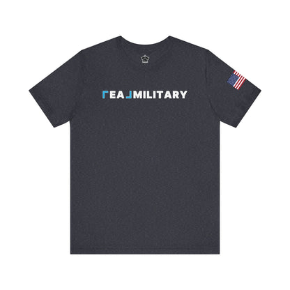 REAL Military Contrast Logo Text & Flag - T-Shirt | ShirtyAgents