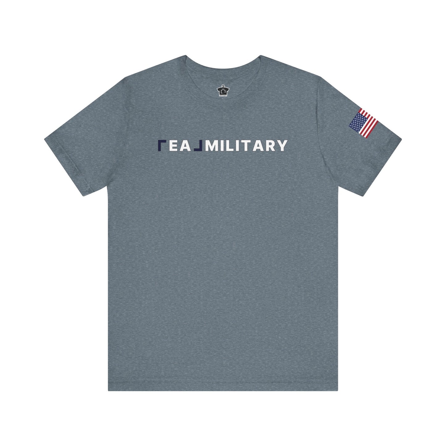 REAL Military Contrast Logo Text & Flag - T-Shirt | ShirtyAgents