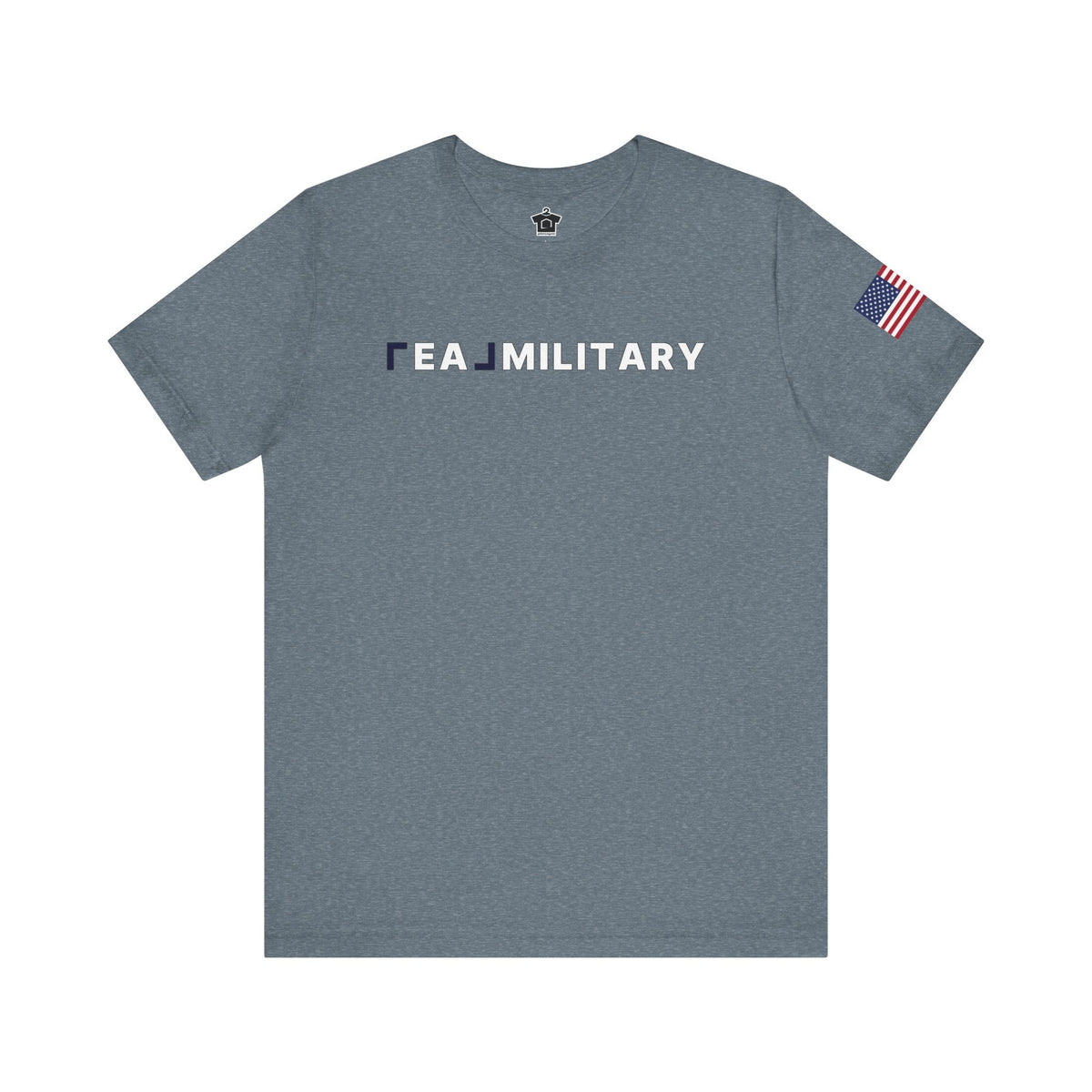 REAL Military Contrast Logo Text & Flag - T-Shirt | ShirtyAgents