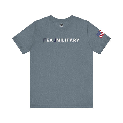 REAL Military Contrast Logo Text & Flag - T-Shirt | ShirtyAgents