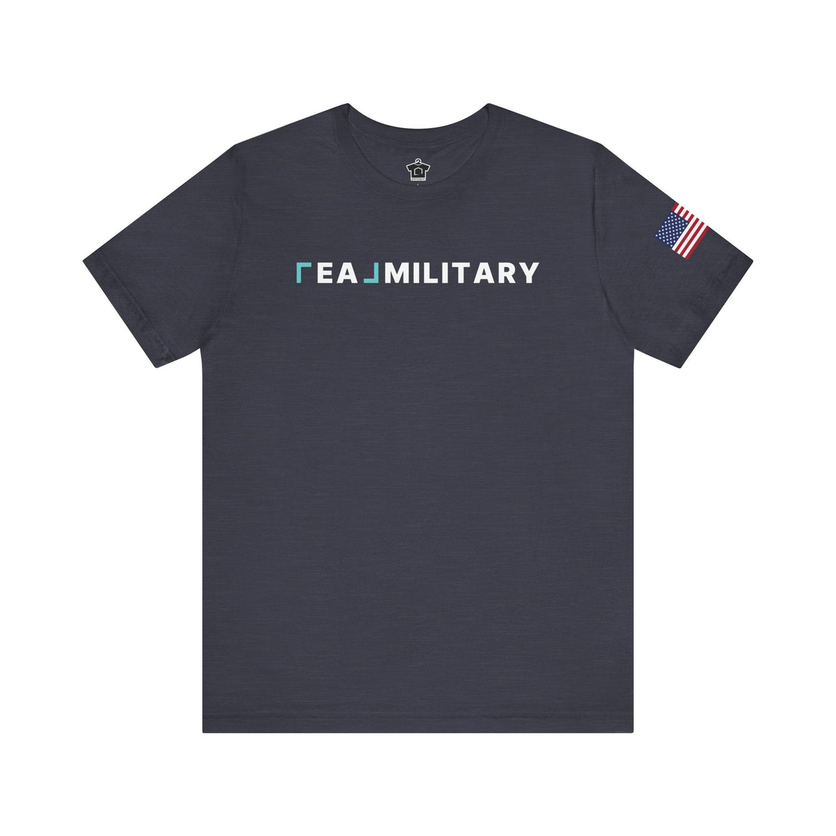 REAL Military Contrast Logo Text & Flag - T-Shirt | ShirtyAgents