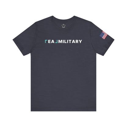 REAL Military Contrast Logo Text & Flag - T-Shirt | ShirtyAgents
