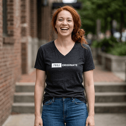 REAL Originate Mortgage | Relaxed V - Neck Tee - T-Shirt | ShirtyAgents