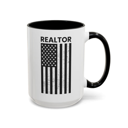 Realtor Black & White Distressed Flag Coffee Mug - Mug | ShirtyAgents