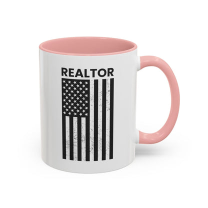 Realtor Black & White Distressed Flag Coffee Mug - Mug | ShirtyAgents