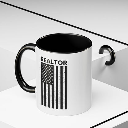 Realtor Black & White Distressed Flag Coffee Mug - Mug | ShirtyAgents