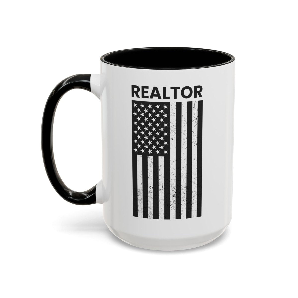 Realtor Black & White Distressed Flag Coffee Mug - Mug | ShirtyAgents
