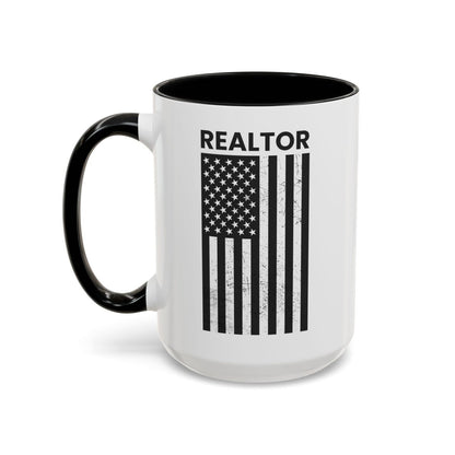 Realtor Black & White Distressed Flag Coffee Mug - Mug | ShirtyAgents