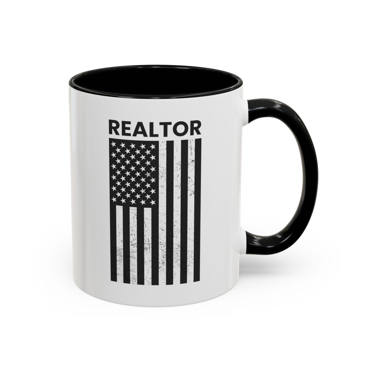 Realtor Black & White Distressed Flag Coffee Mug - Mug | ShirtyAgents