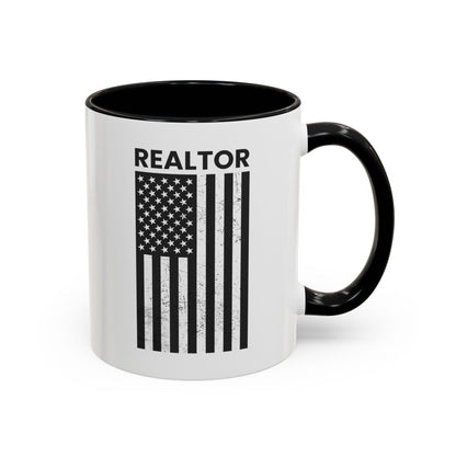 Realtor Black & White Distressed Flag Coffee Mug - Mug | ShirtyAgents