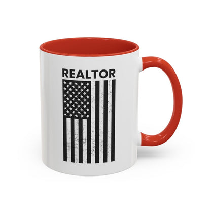 Realtor Black & White Distressed Flag Coffee Mug - Mug | ShirtyAgents
