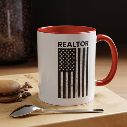 Realtor Black & White Distressed Flag Coffee Mug - Mug | ShirtyAgents