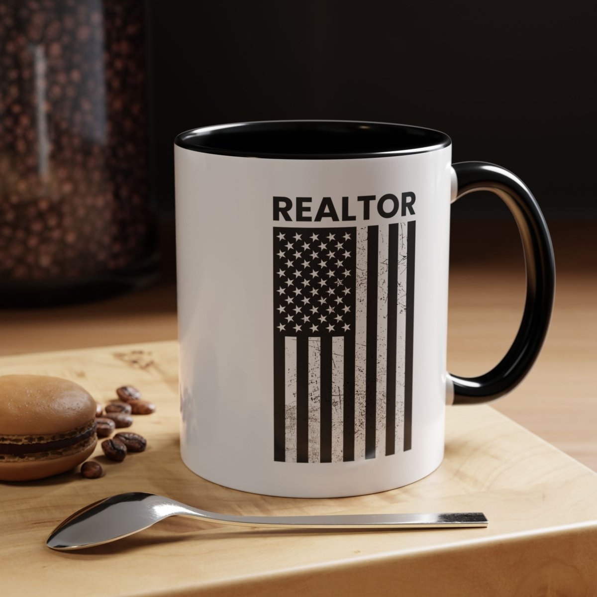 Realtor Black & White Distressed Flag Coffee Mug - Mug | ShirtyAgents