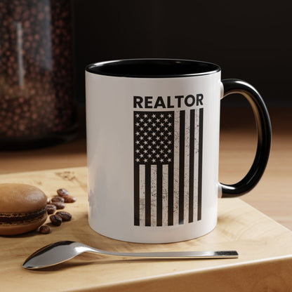 Realtor Black & White Distressed Flag Coffee Mug - Mug | ShirtyAgents