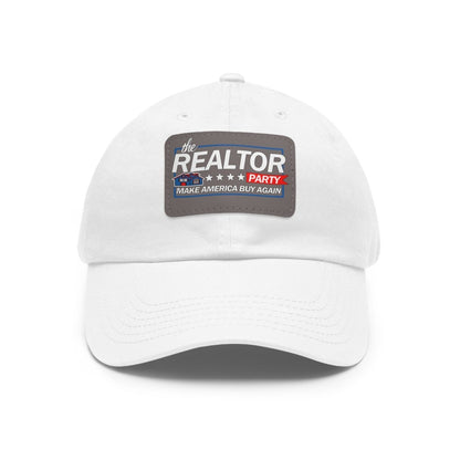 Realtor Party Make America Buy Again Hat with Leather Patch - Hats | ShirtyAgents