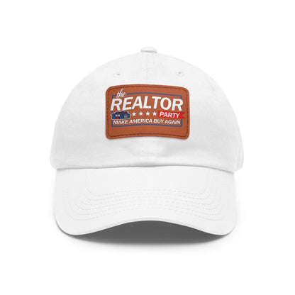Realtor Party Make America Buy Again Hat with Leather Patch - Hats | ShirtyAgents