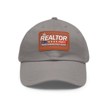 Realtor Party Make America Buy Again Hat with Leather Patch - Hats | ShirtyAgents