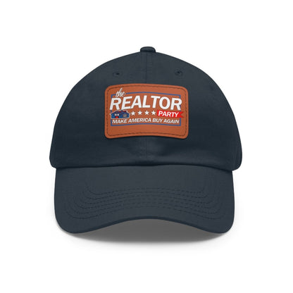 Realtor Party Make America Buy Again Hat with Leather Patch - Hats | ShirtyAgents