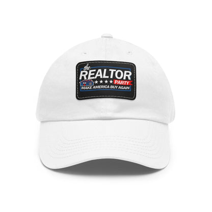 Realtor Party Make America Buy Again Hat with Leather Patch - Hats | ShirtyAgents