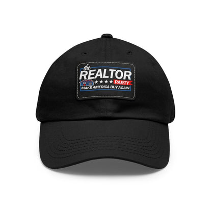 Realtor Party Make America Buy Again Hat with Leather Patch - Hats | ShirtyAgents